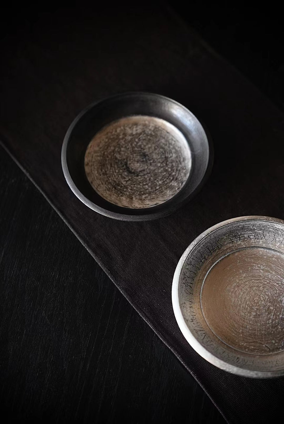 Footed Black Silver or Silver Glaze Hucheng Tea Tray