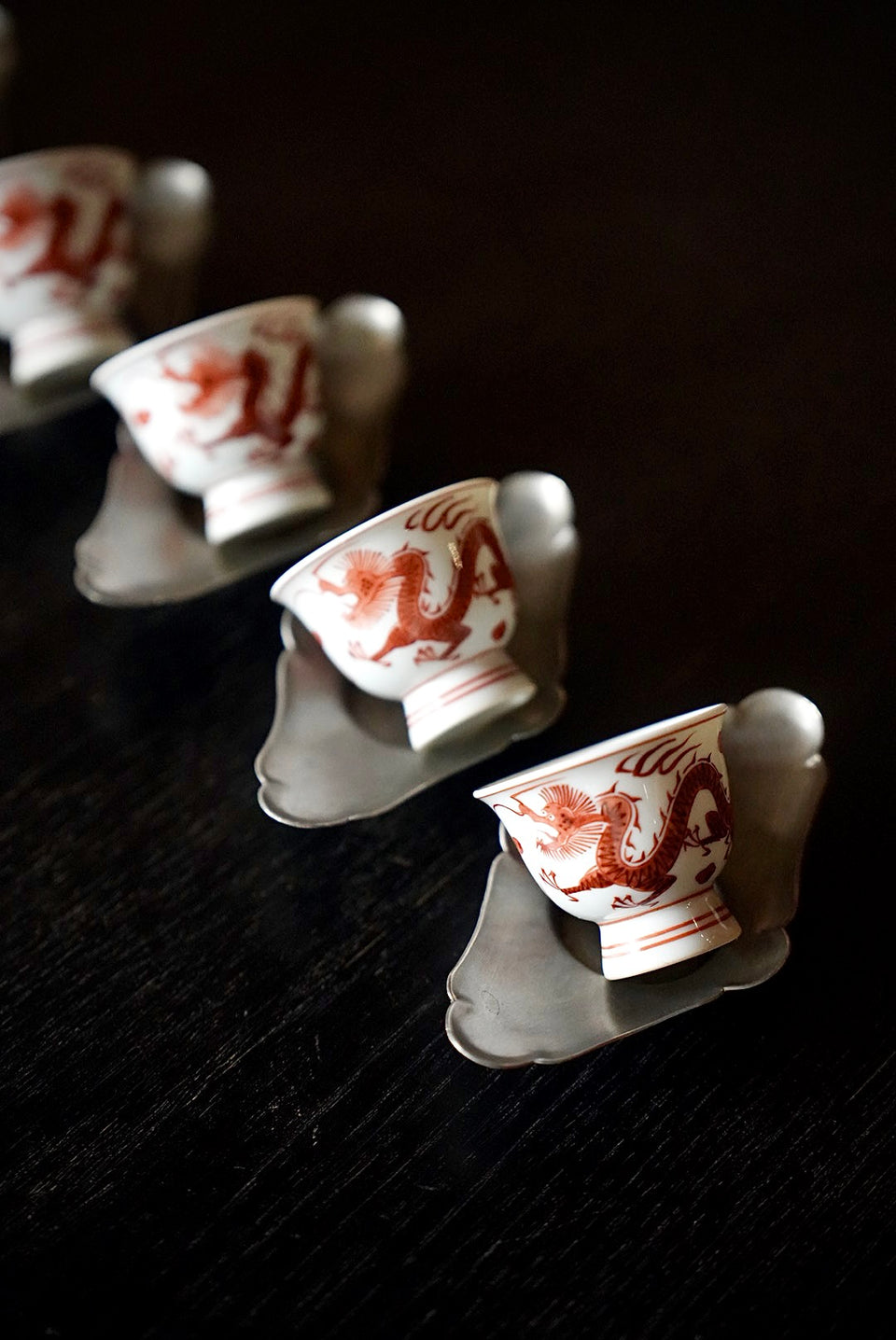 Red Dragon Teacup Set