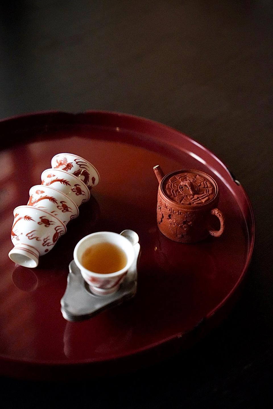 Red Dragon Teacup Set