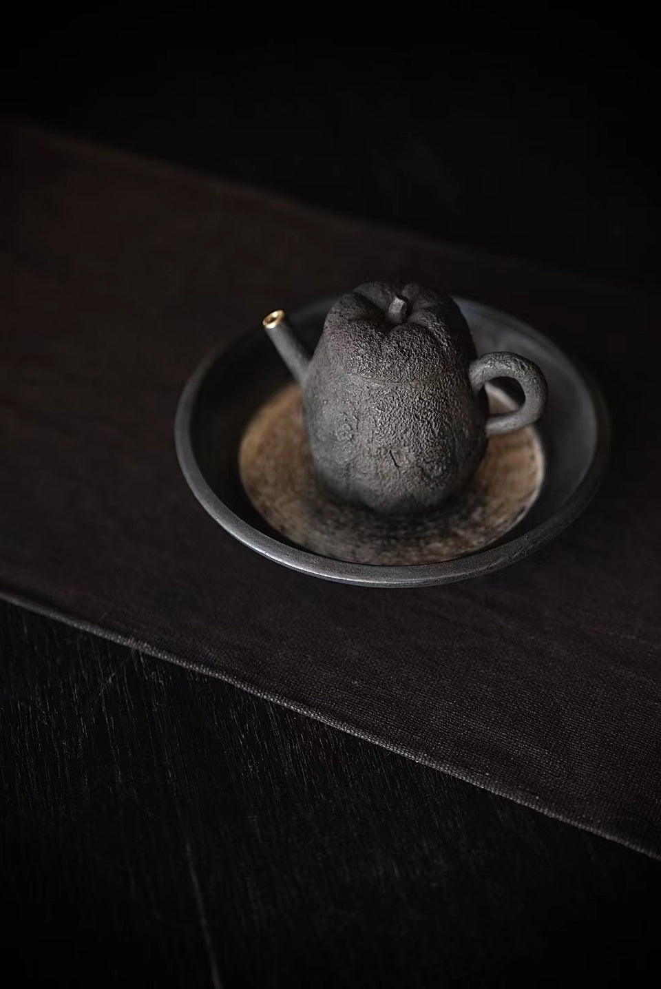 Footed Black Silver or Silver Glaze Hucheng Tea Tray