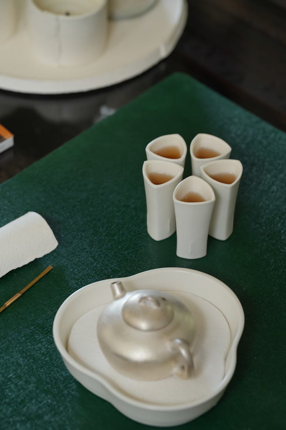 Tall White Teacups - "Flower Set"