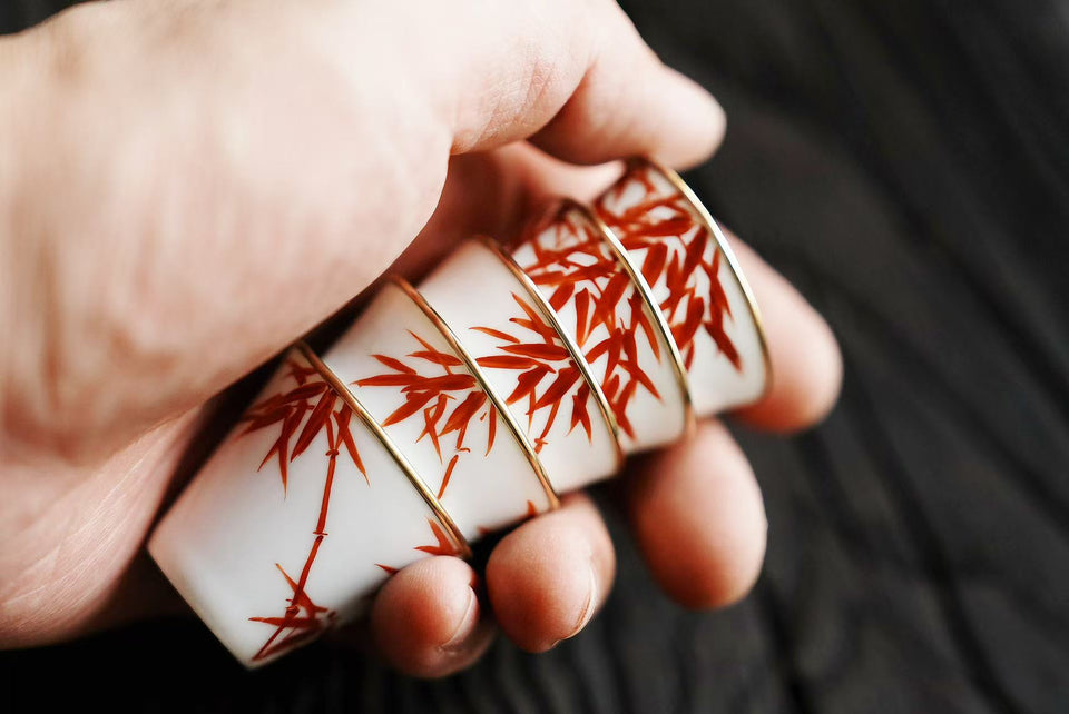 Red Bamboo Shadows Teacup Set