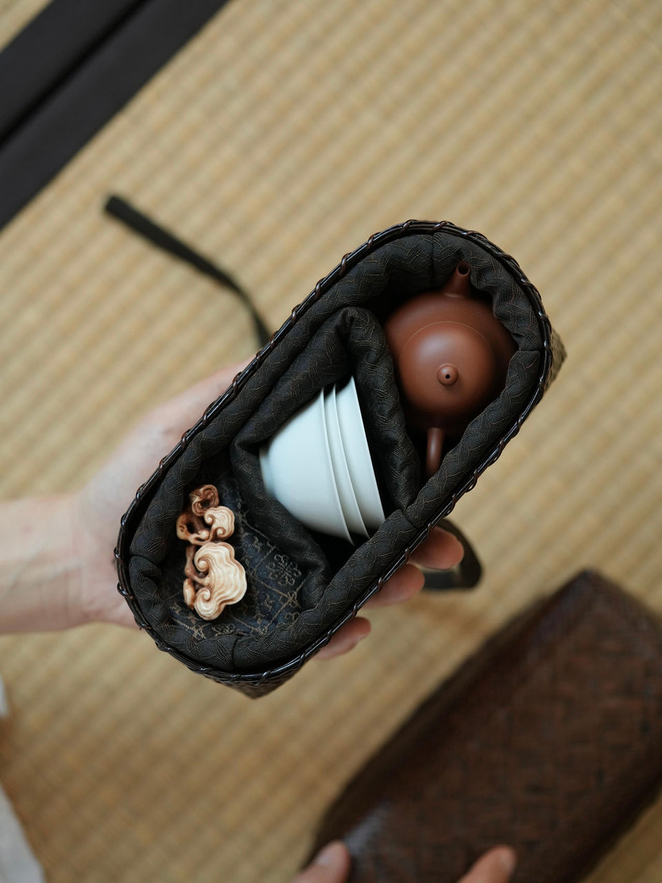 Handwoven Bamboo  Travel Tea Case