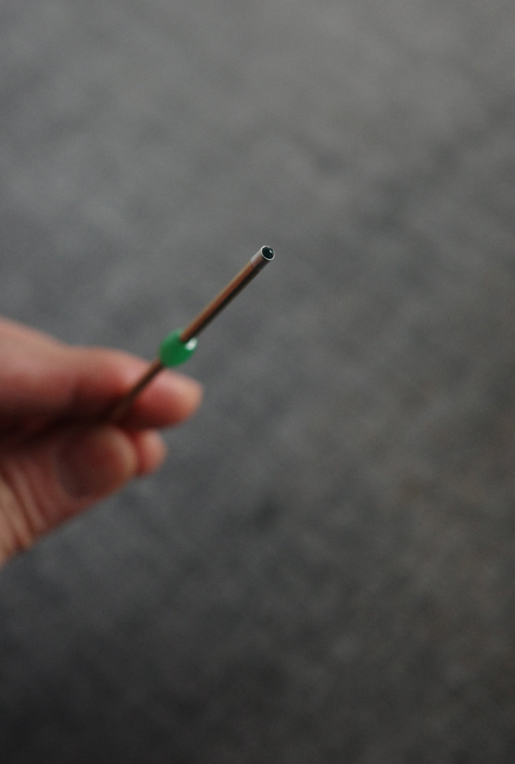 Brass Tea Pick with Jade Ring