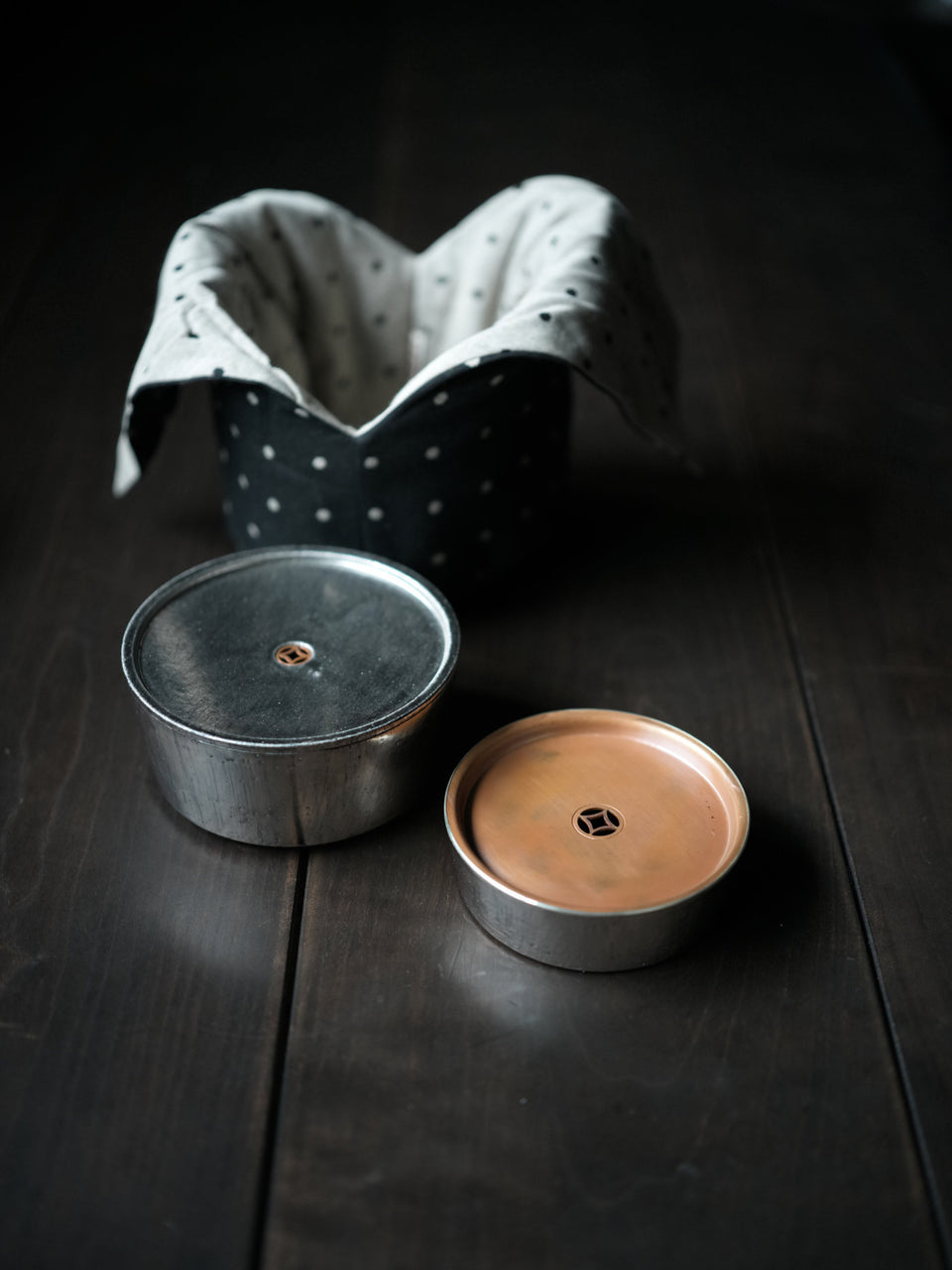 Brushed Silver Hucheng Travel Set with Copper Lid