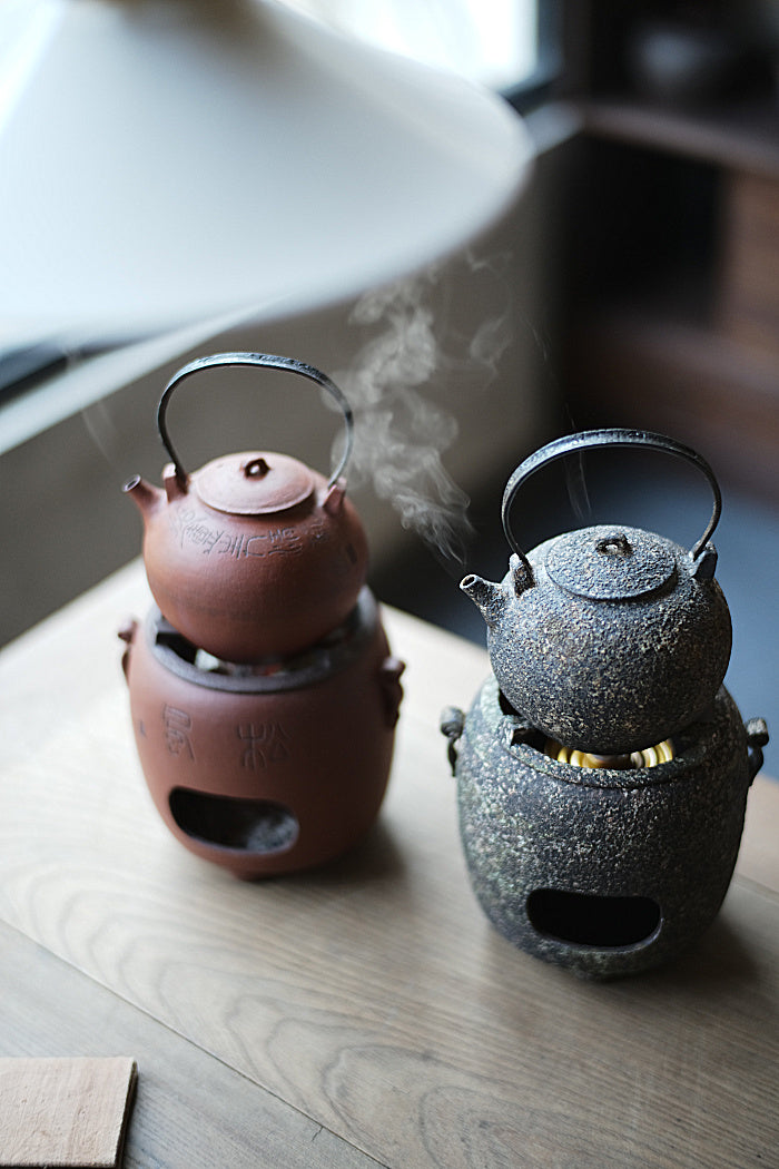 Hui Shan Red Powder Glaze Shuang Er (Double Ear) Fenglu Tea Stove