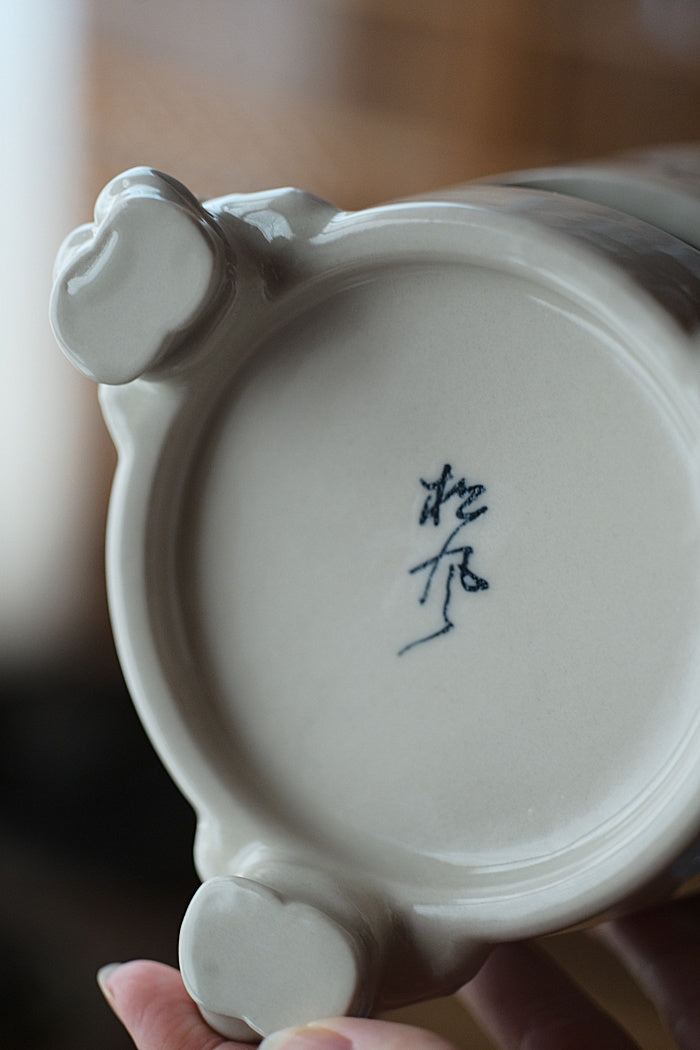 Long Journey and Good Luck Qinghua Blue & White Calligraphy Fenglu Stove