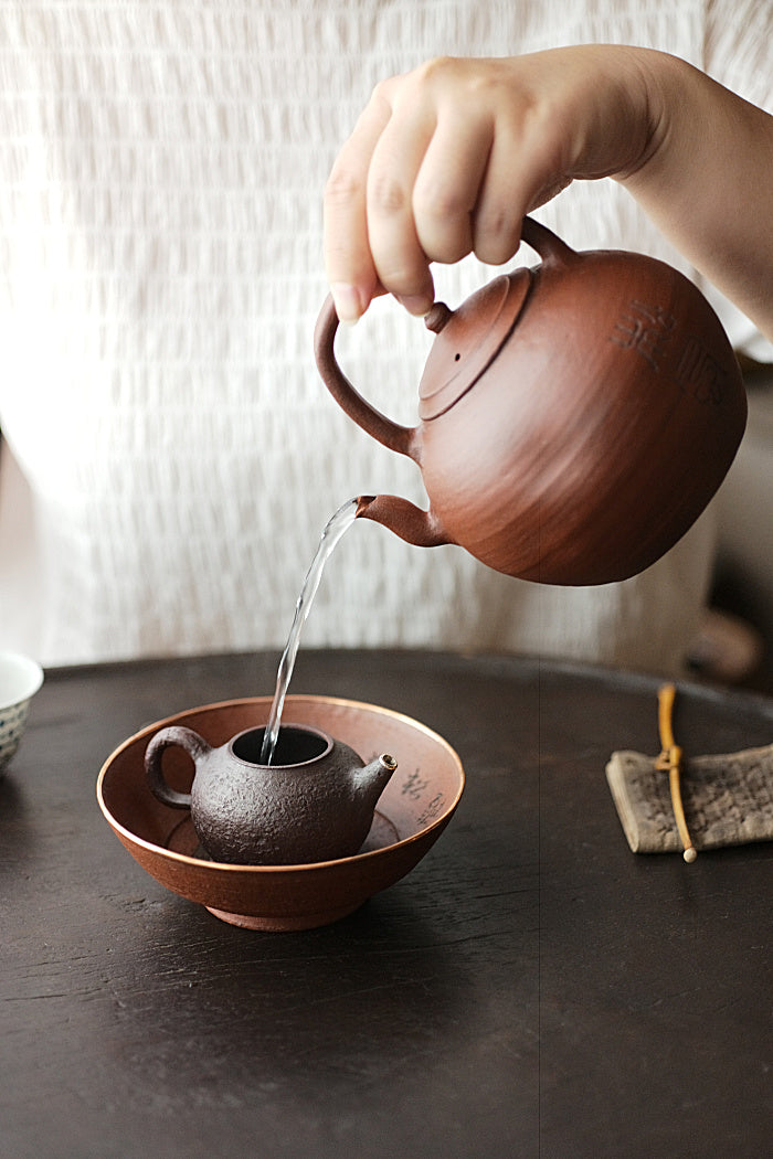 Huishan Red Clay Sanwan 3-Bend Neck Tea Kettle by Cheng Wei