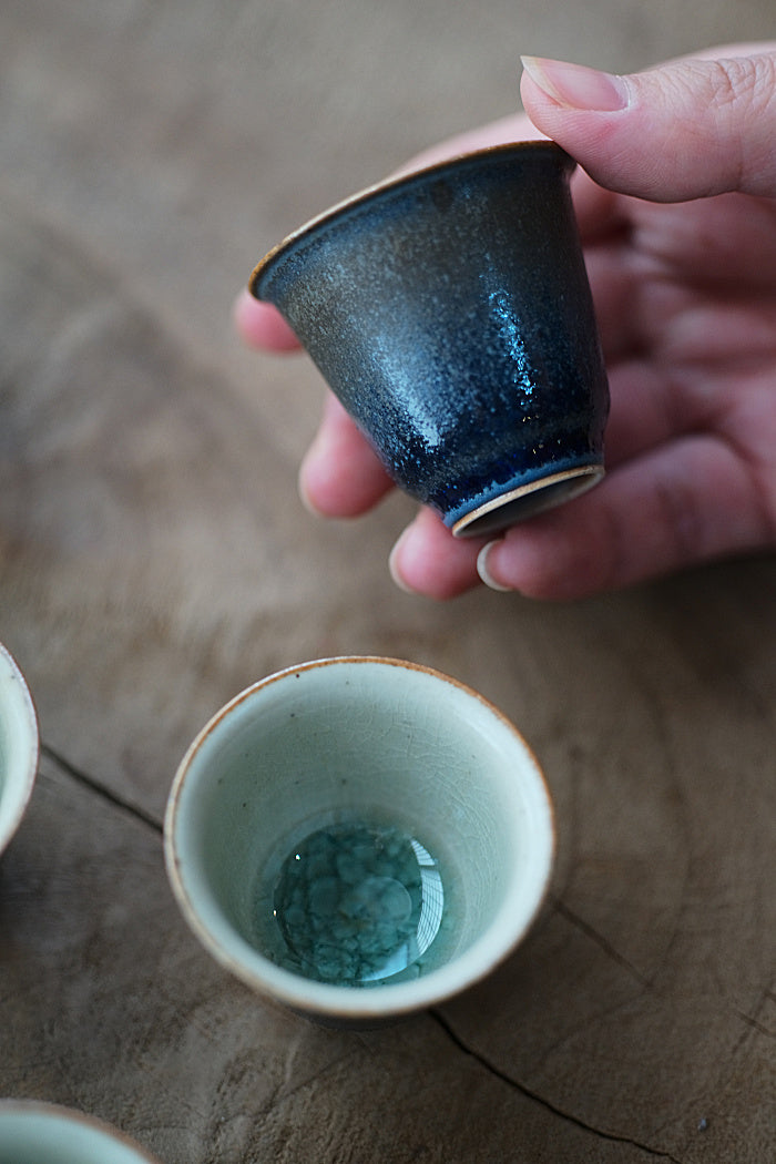Peacock Blue Kiln-fired Teacups - Series 4