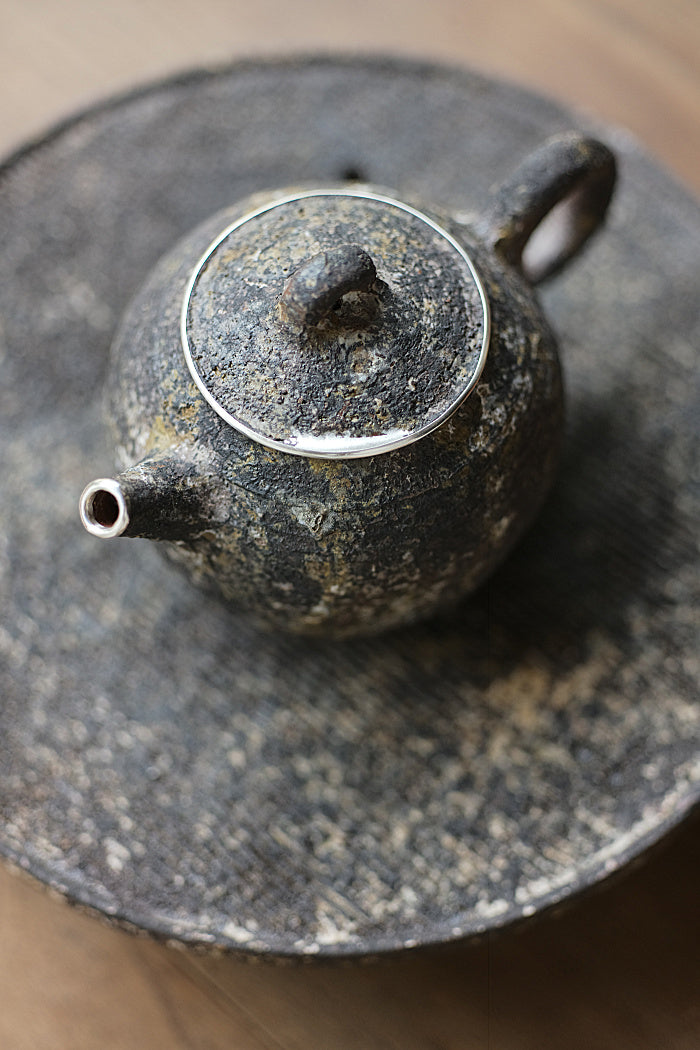 Silver-Edged "Mossy" Tea Pot