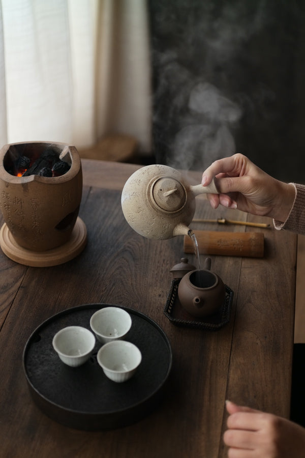 White Clay Side-Handle Kettle with Tang Dynasty Poetry – 180andup