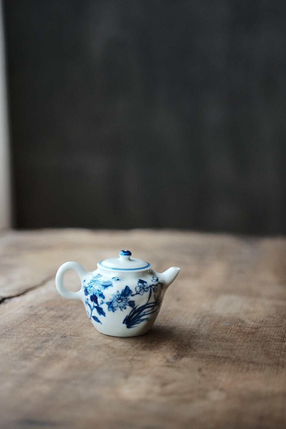Wabi-Sabi Four Flowers Qinghua Blue and White teapot
