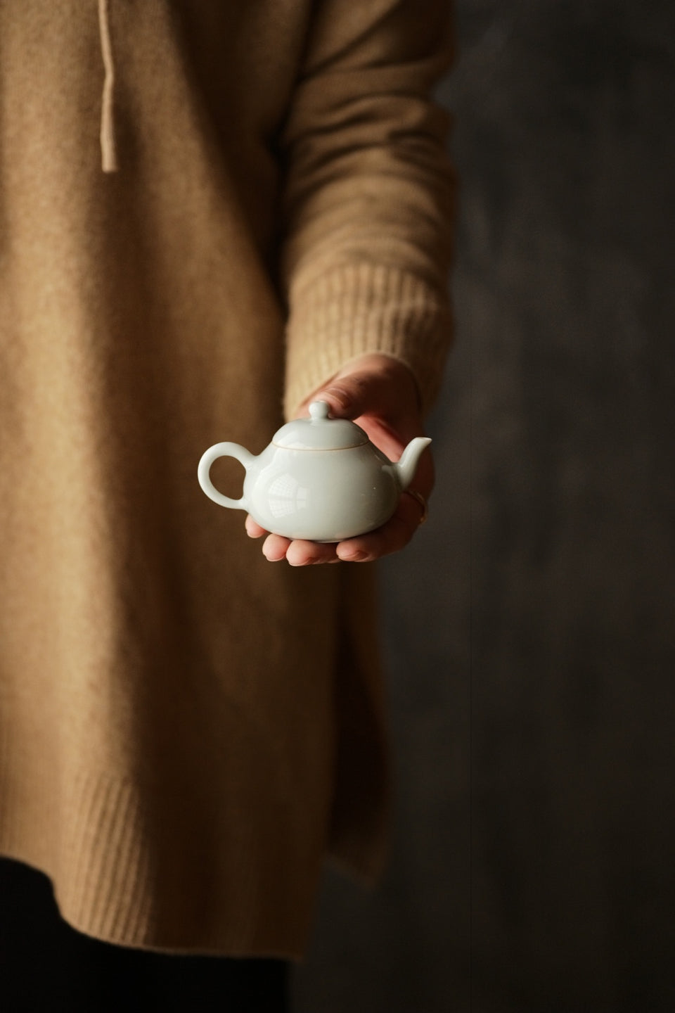 Petite Celadon Pear Shaped Porcelain Teapot