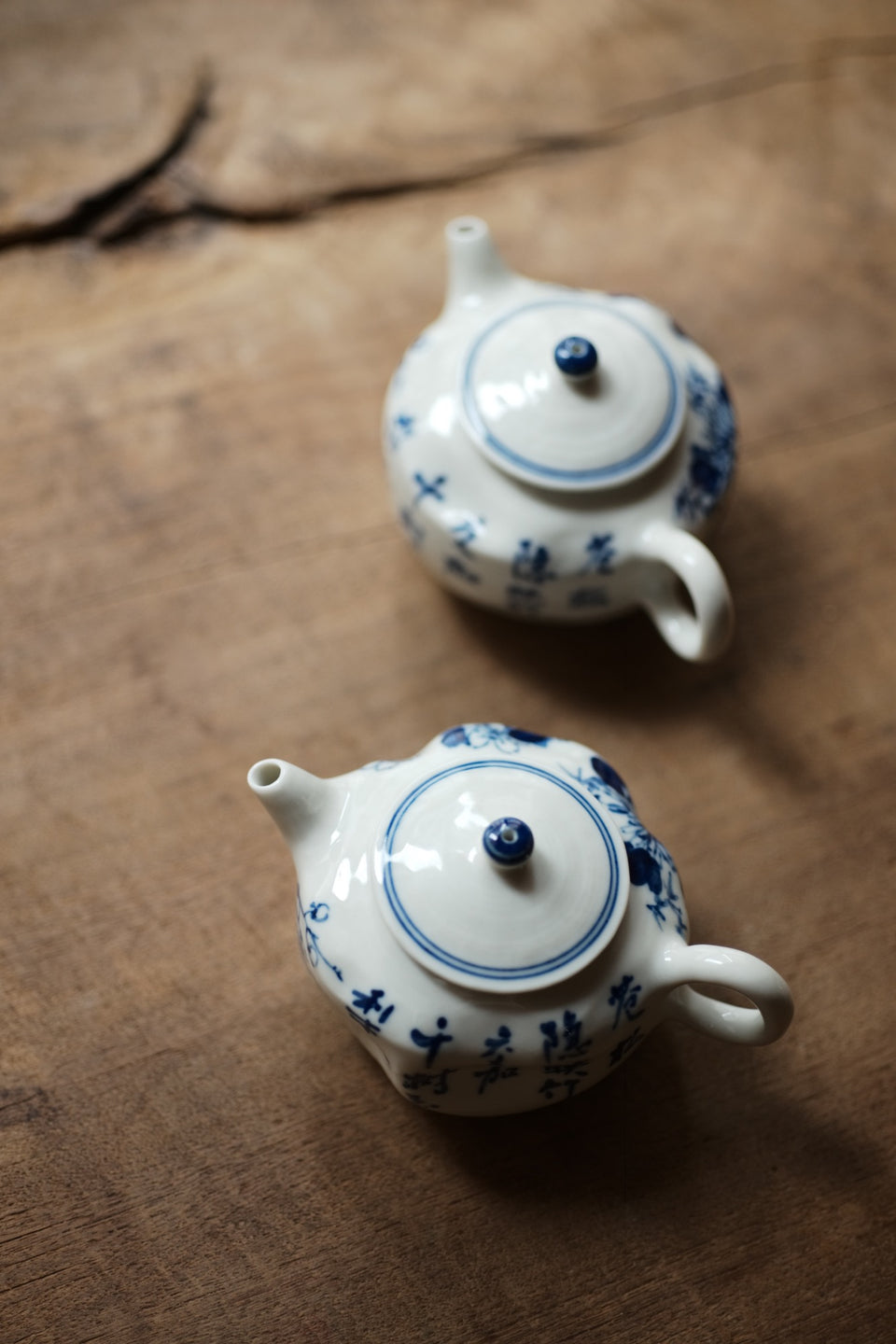 Wabi-Sabi Four Flowers Qinghua Blue and White teapot